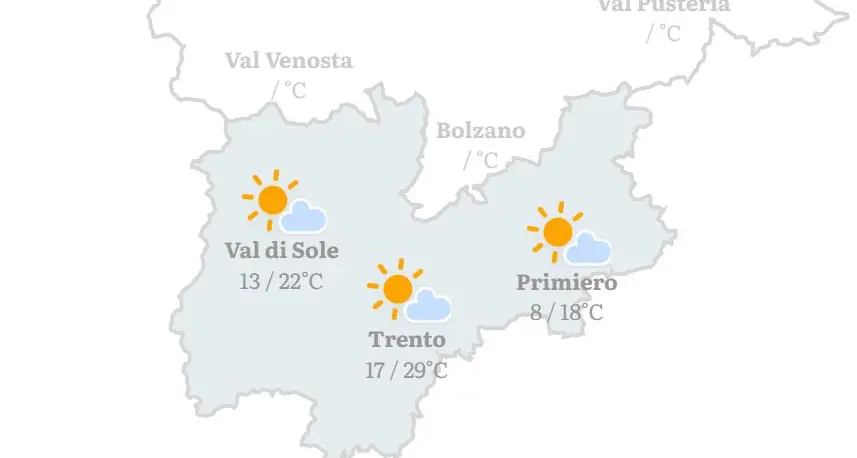 Meteo, atteso un miglioramento nel fine settimana in Trentino