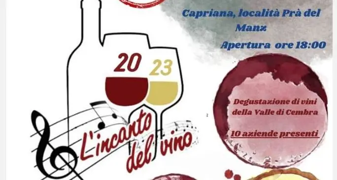 L’Incanto del Vino: magia di vini e piatti tipici immersi nel verde sabato 26 a Capriana