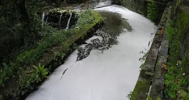 Schiuma bianca nel torrente Varone
