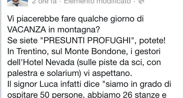 Profughi, adesso Salvini se la prende con l'Hotel Nevada del Bondone