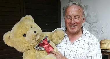 L'orso scende dall'albero e lo insegue
