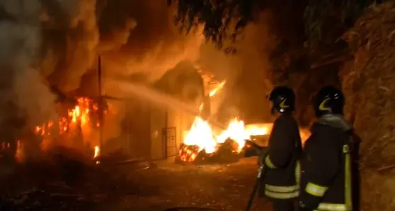 Roverè della Luna, a fuoco un magazzino: danni ingenti