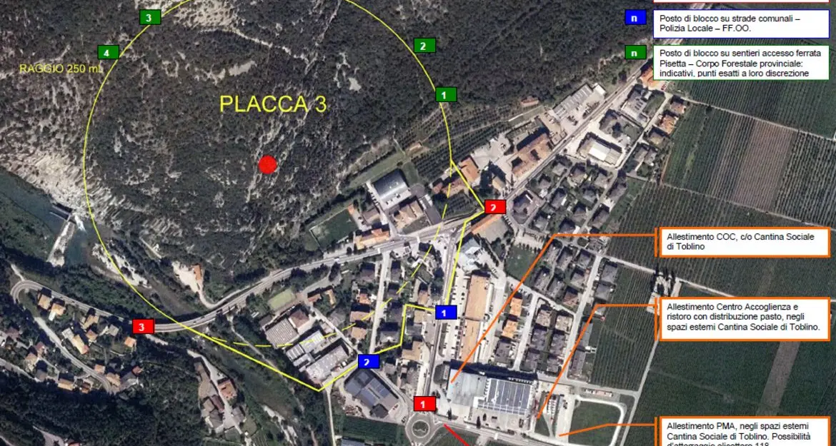 Domenica 30 ottobre disgaggio di massi a Sarche: evacuazioni e strade chiuse