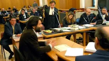Massimo Cacciari nell\\'aula del tribunale (Foto Panato)