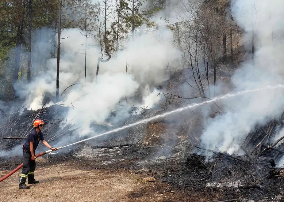 incendio boschivo sulla strada del Pian del Levro vicino al paese di Boccaldo di Trambileno - sul posto vigili volontari di Rovereto, Mori, Trambileno, Villalagarina, carabinieri, elicottero trentino emergenza