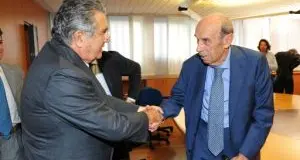 Il presidente del Gruppo Espresso ingegner De Benedetti in visita alla redazione