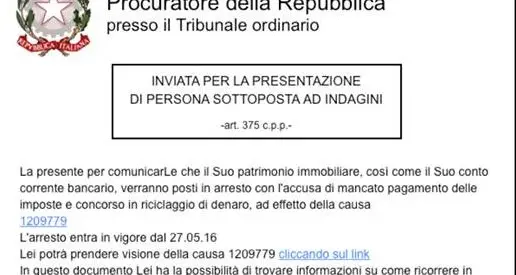 Pioggia di finte e-mail della Procura: è un virus