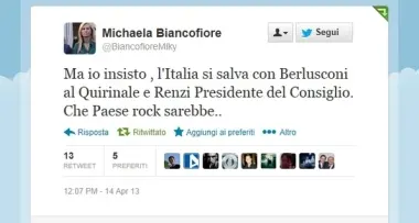 L’Italia rock di Michaela: Berlusconi al quirinale, Renzi premier