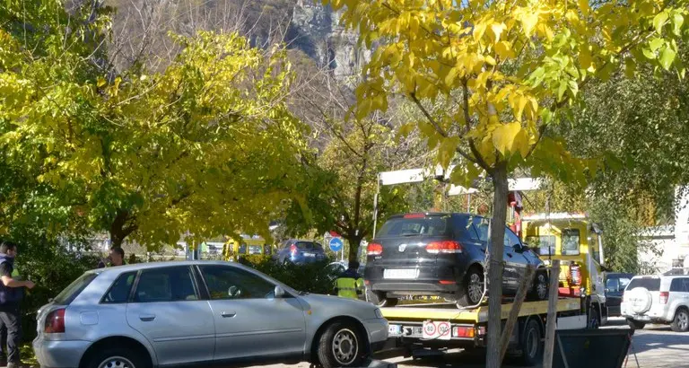Trento, rimozioni e multe a raffica per la potatura nel parcheggio
