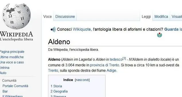Aldeno \"offesa\" in rete su Wikipedia. Il sindaco sporge denuncia