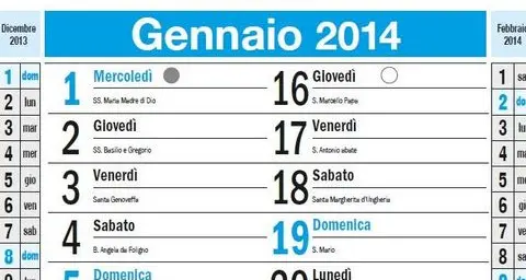Oggi col giornale in regalo il calendario 2014