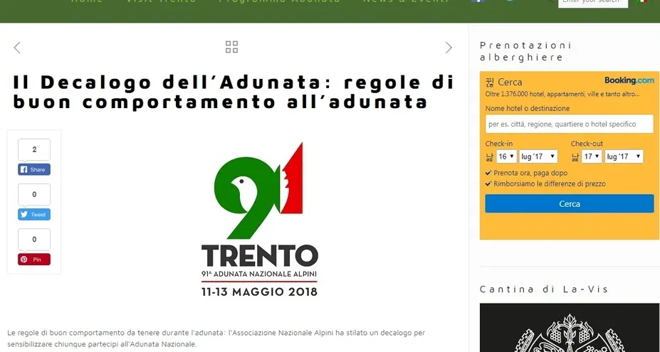 Decalogo per l’adunata, ma il sito è fake