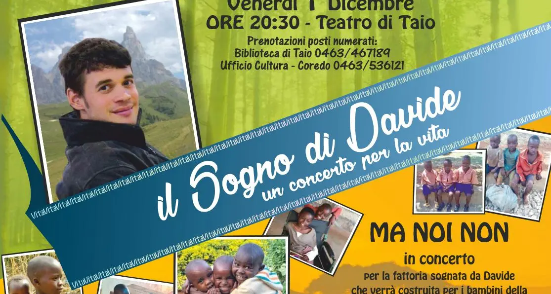Taio, un concerto per realizzare il sogno di Davide