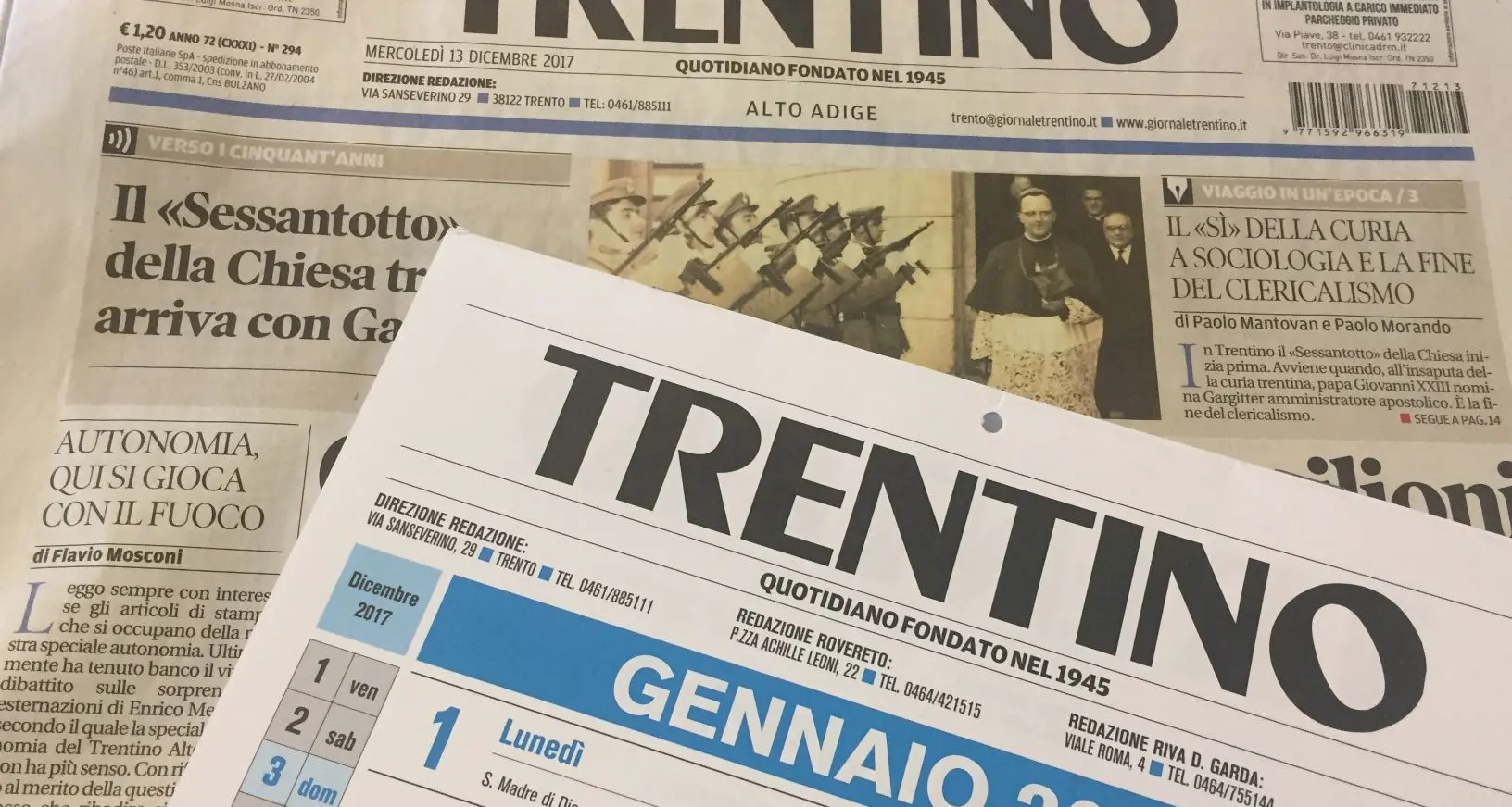 Con il nostro giornale, in edicola, il calendario 2018
