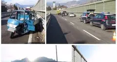 Ape contromano, frontale sulla Statale