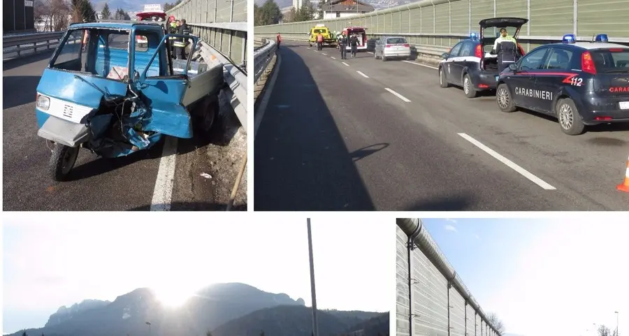 Ape contromano, frontale sulla Statale