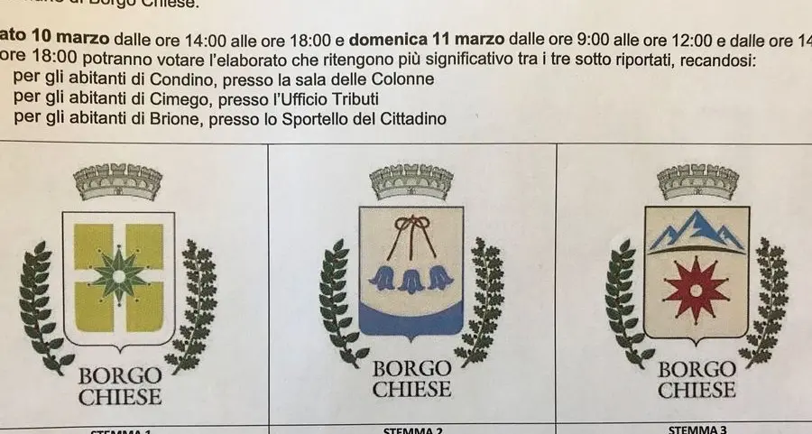 Borgo Chiese, referendum per scegliere il nuovo stemma