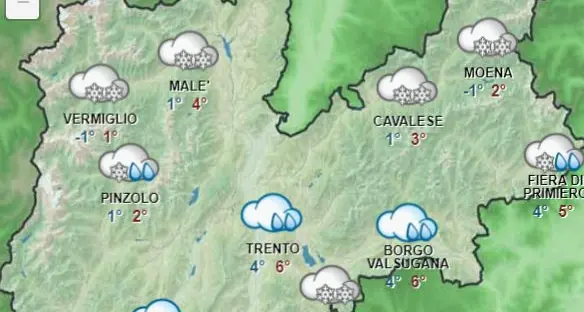 Torna il maltempo, neve sopra quota 600 metri nella notte