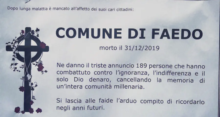 La fusione S.Michele-Faedo per 189 persone è un lutto