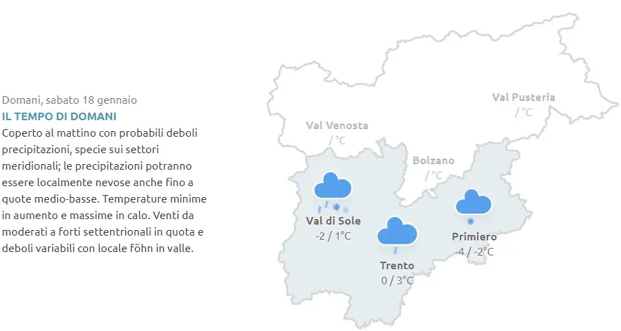 Meteo, arriva la prima perturbazione atlantica del 2020: possibili nevicate in Trentino