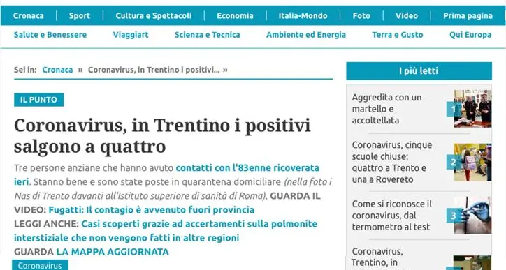 Coronavirus e fake news, falso articolo del Trentino sulle chat whatsapp: non è opera nostra