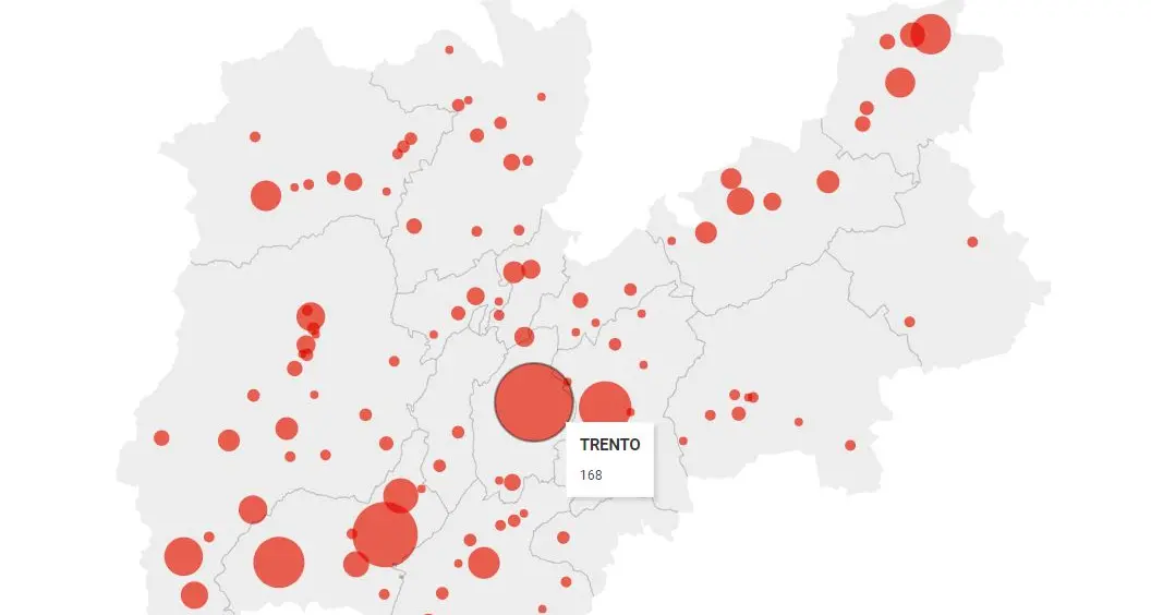 Coronavirus, 168 i positivi a Trento, 115 ad Arco e 73 a Pergine