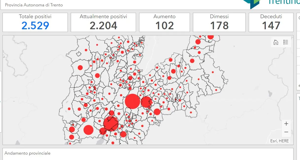 Coronavirus, la mappa del contagio: 700 casi fra Trento, Arco e Pergine