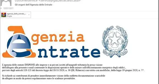 False mail sull’efficientamento energetico dall’Agenzia delle Entrate