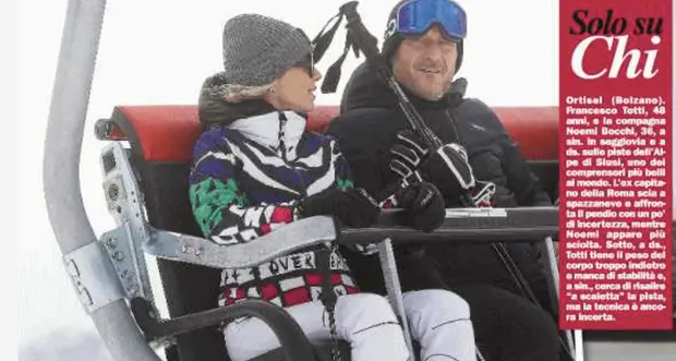 Francesco Totti e Noemi Bocchi in vacanza sulla neve di Ortisei