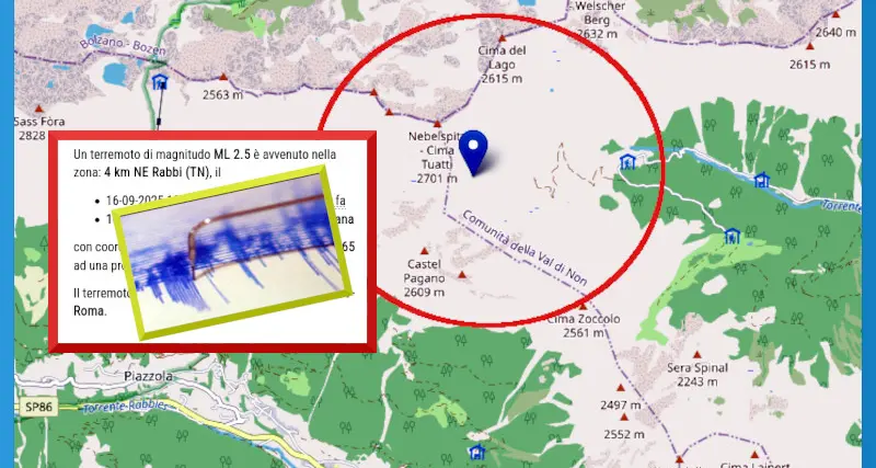 Scossa di terremoto vicino a Rabbi, magnitudo 2.5