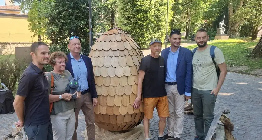 L'uovo del Drago di Vaia con le scaglie di legno \"parlanti\"