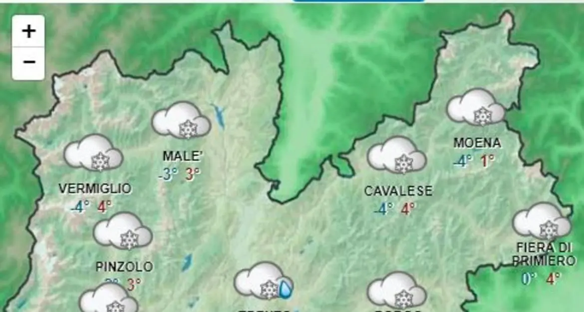 Neve in arrivo anche a bassa quota in Trentino