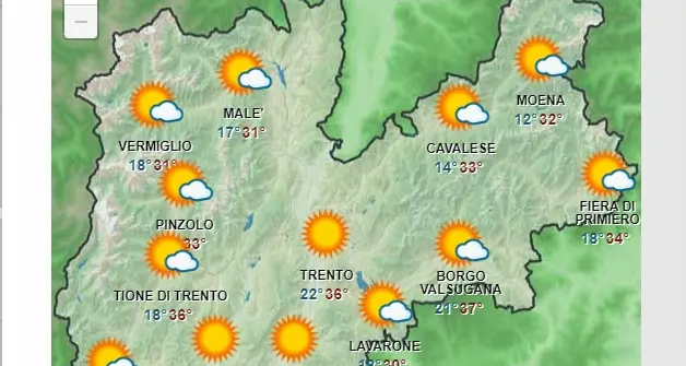 Caldo, arriva una settimana di fuoco: a Trento previsto un picco di 37 gradi, a Rovereto di 39