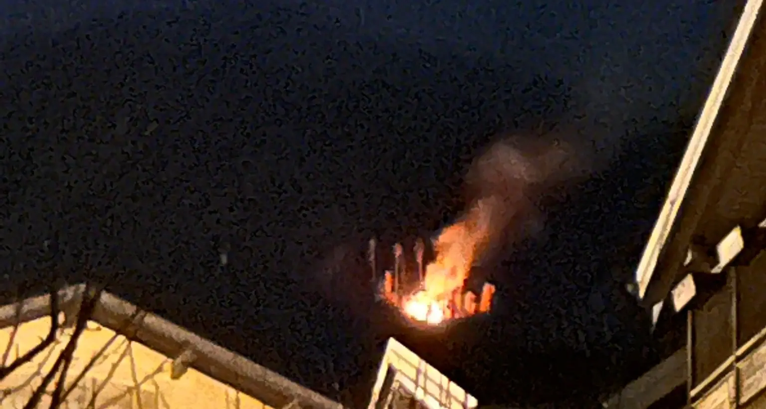 Incendio boschivo lungo la strada fra Levico e Vetriolo