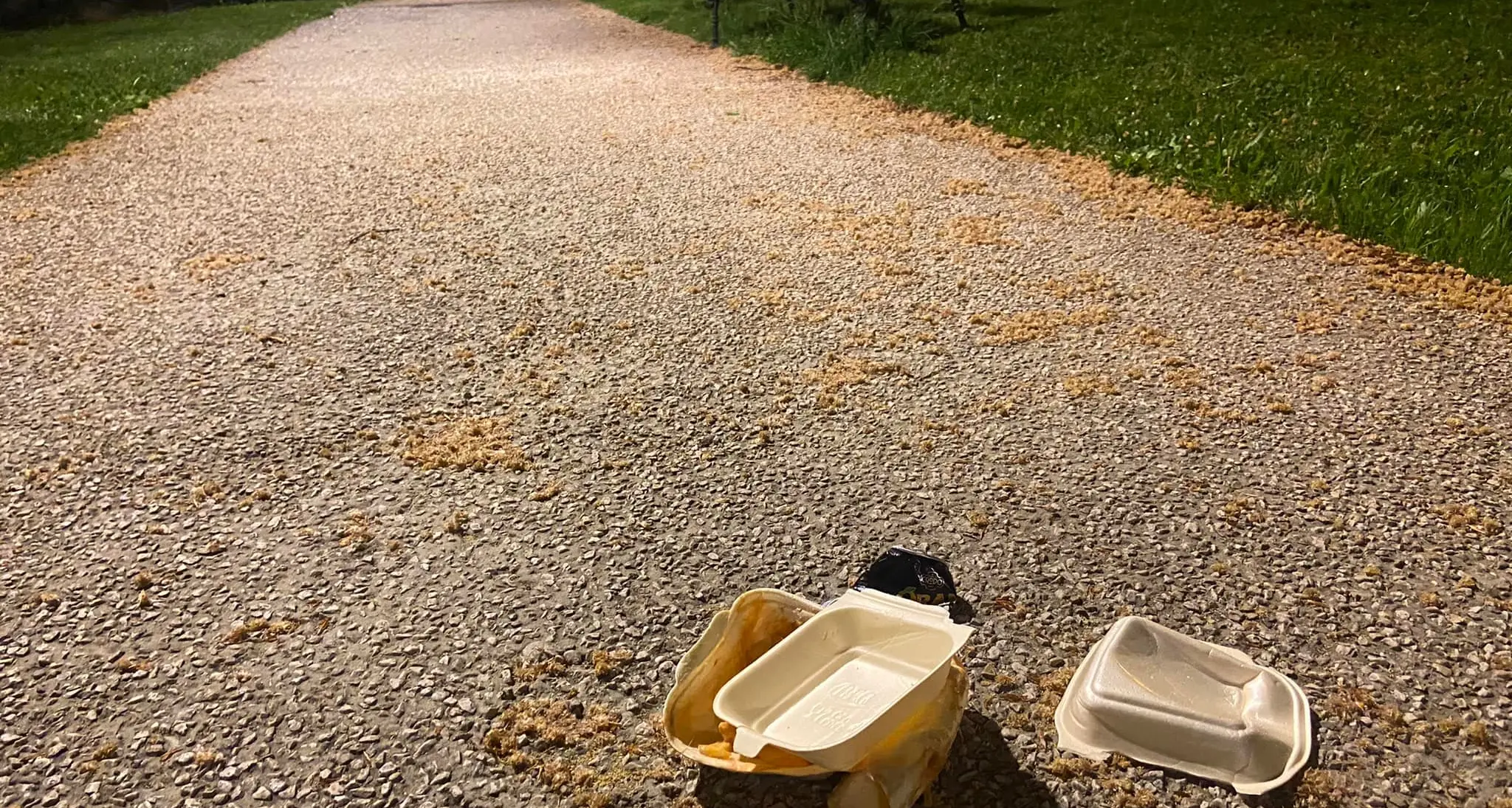 Vandali a Levico fra panchine rovesciate e segnali stradali divelti