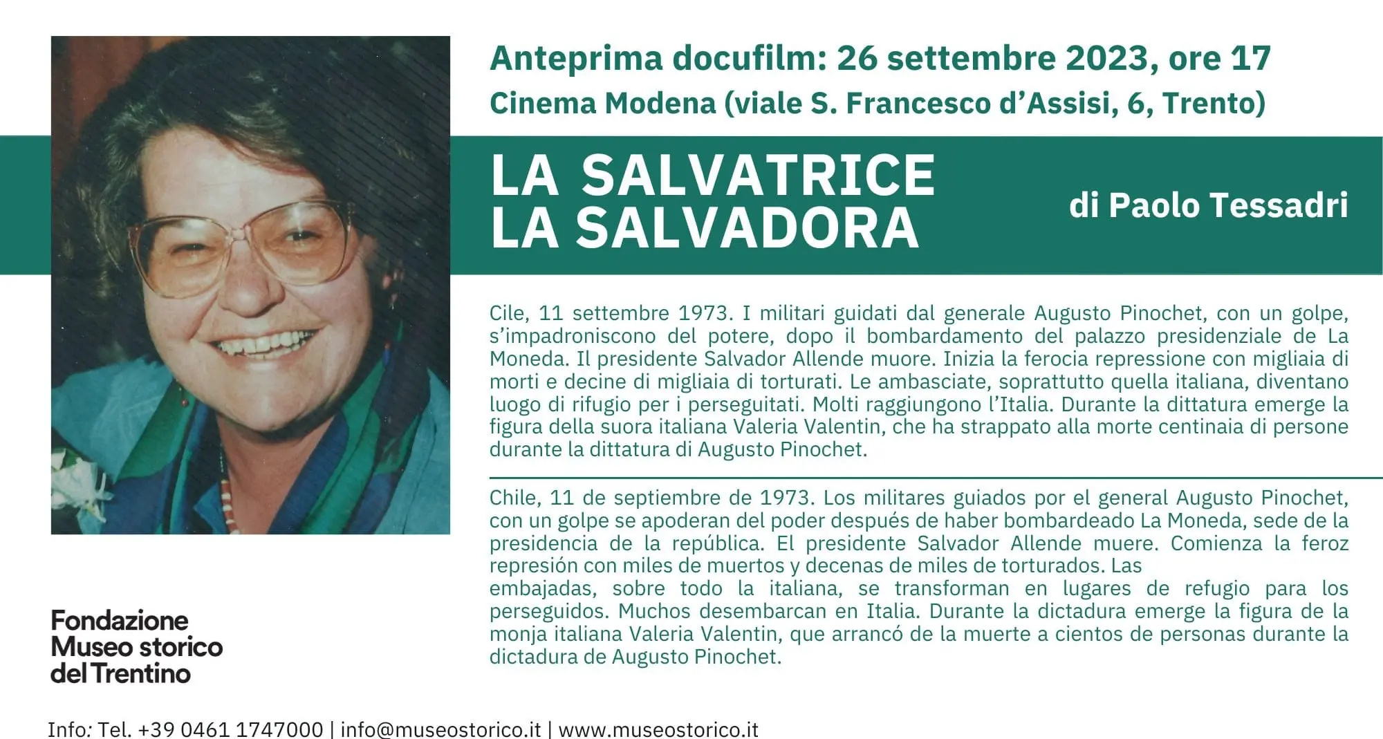 Trento: oggi 26 al cinema Modena la premiére del docufilm “La salvatrice”