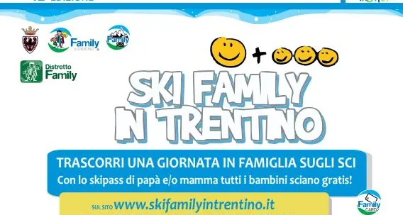Ski family, in Trentino i figli (o i nipoti) sciano gratis dal lunedì al venerdì