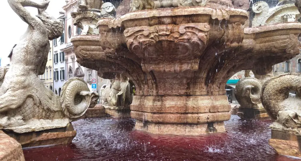 Blitz degli animalisti: colorante rosso nella fontana del Nettuno