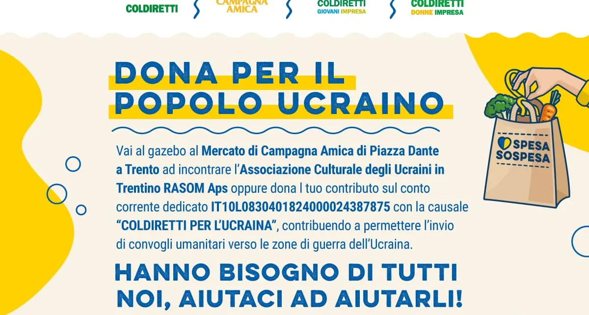 Ucraina, raccolta fondi oggi al mercato di piazza Dante