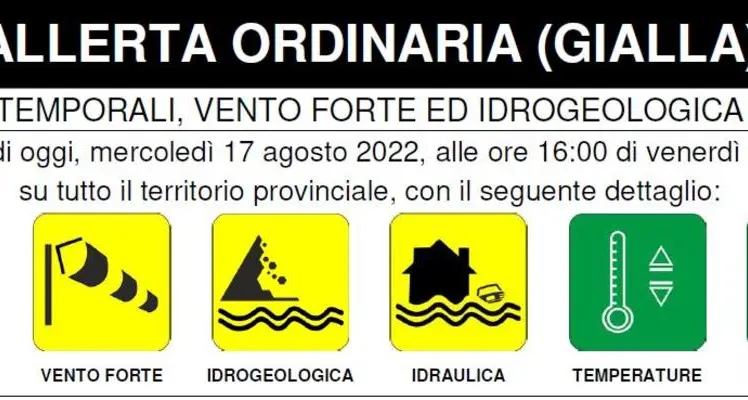 Temporali, grandine e vento: in Trentino emesso un avviso di allerta gialla