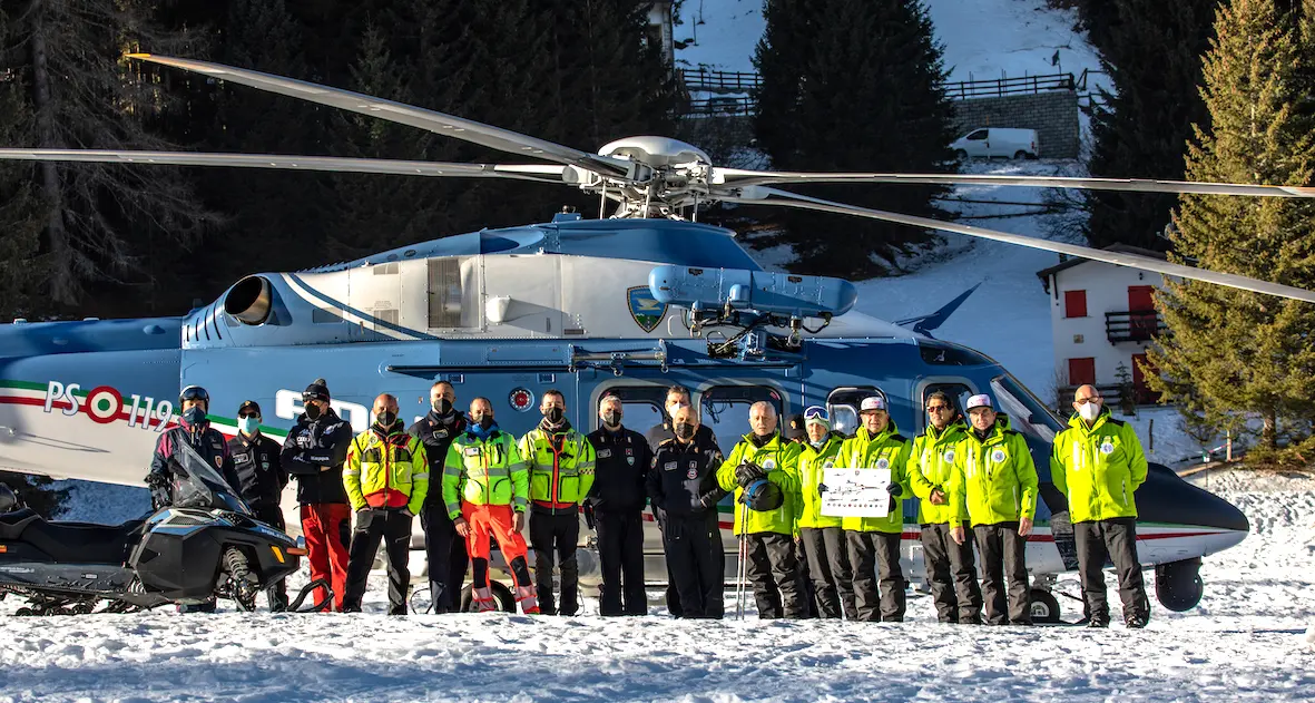 A Fondo Grande per l’AlpeCimbra Fis Children Cup anche l’elicottero della Polizia