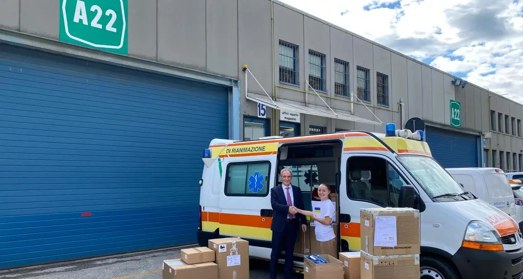 Dall’A22 un carico di attrezzature mediche per un ospedale ucraino