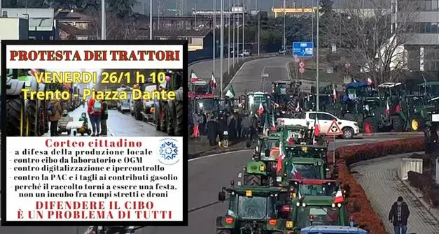 La protesta degli agricoltori arriva a Trento: oggi la manifestazione dei trattori, possibili disagi alla viabilità